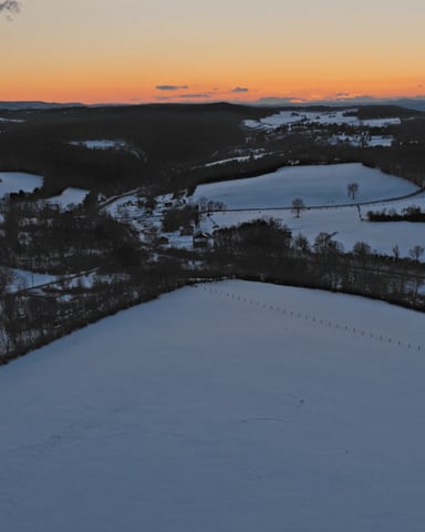 Aerial view of Pocono Mountains at sunset